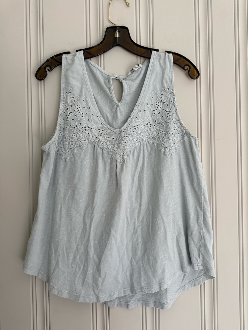 Lucky Brand Pale Blue Eyelet V-Neck Tank Top